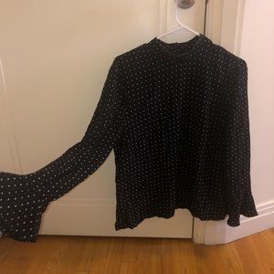 Zara Polka Dot Blouse with Flared Cuffs